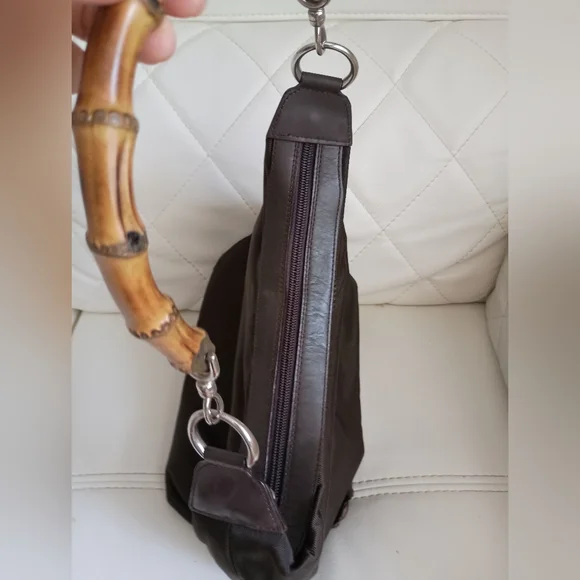 Authentic GUCCI bamboo handle one shoulder bag khaki - Picture 7 of 16